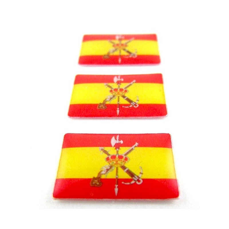 3 Pegatinas relieve Bandera de España Legión